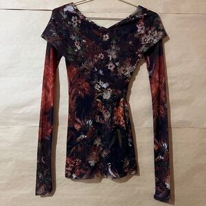 Fuzzi Jean Paul Gaultier Crossover Mesh Top Long Sleeve Y2K Indie Sleaze Size XS